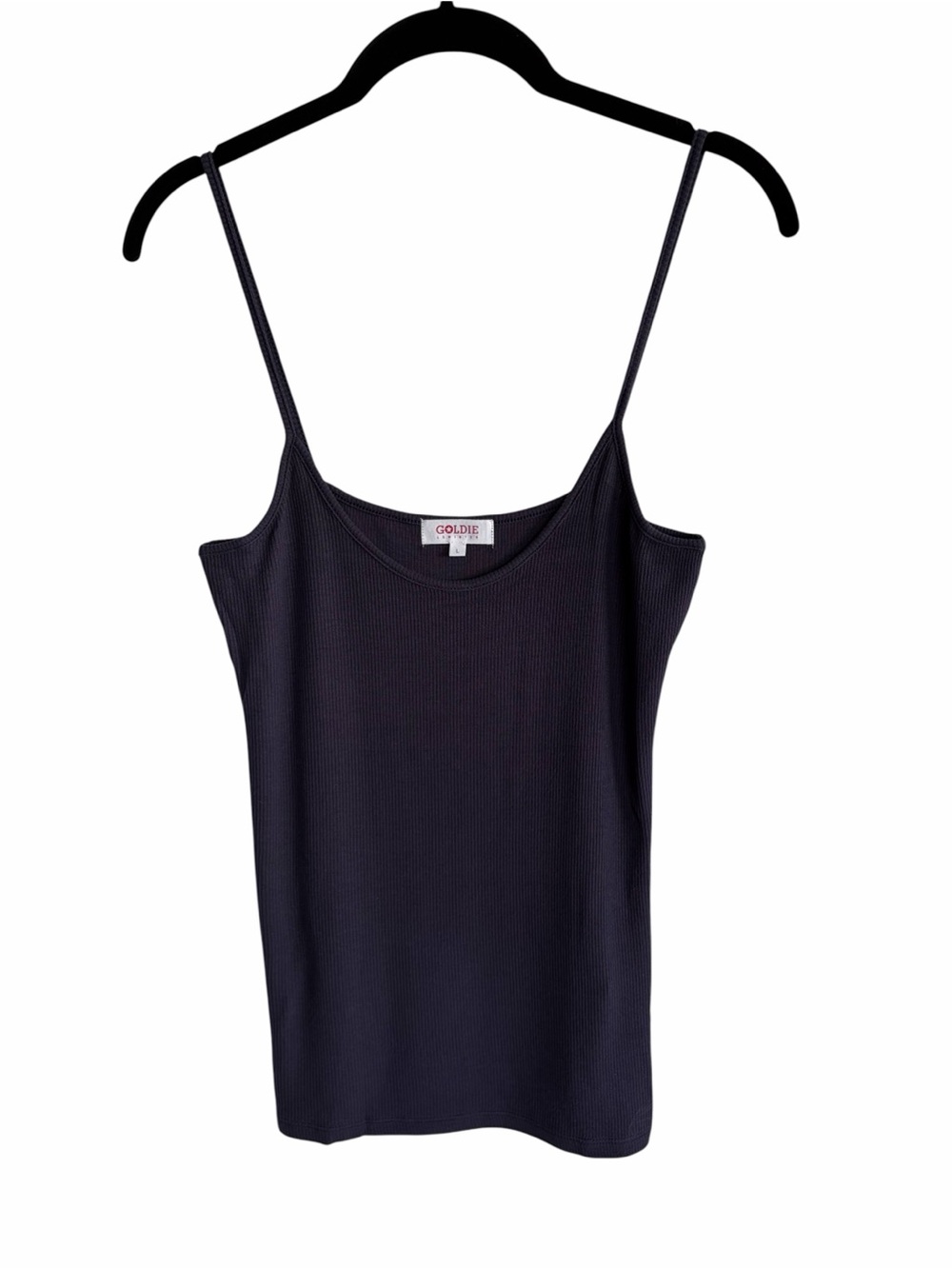 Goldie Lewinter Womens L Navy Camisole Tank Top Ribbed Stretch New